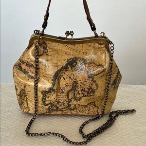 Patricia Nash Vintage Kisslock Map Print Handbag